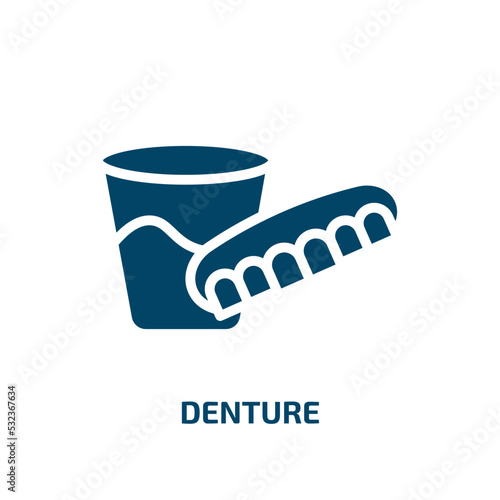 denture icon from dentist collection. Filled denture, dentist, medicine glyph icons isolated on white background. Black vector denture sign, symbol for web design and mobile apps