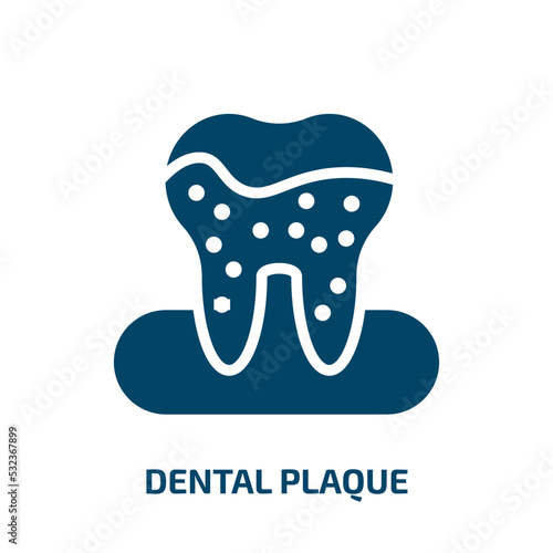 dental plaque icon from dentist collection. Filled dental plaque, plaque, hygiene glyph icons isolated on white background. Black vector dental plaque sign, symbol for web design and mobile apps