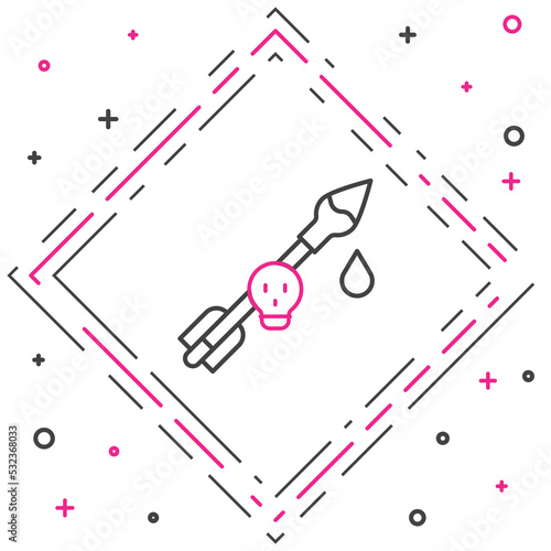 Line Poison on the arrow icon isolated on white background. Poisoned arrow. Colorful outline concept. Vector