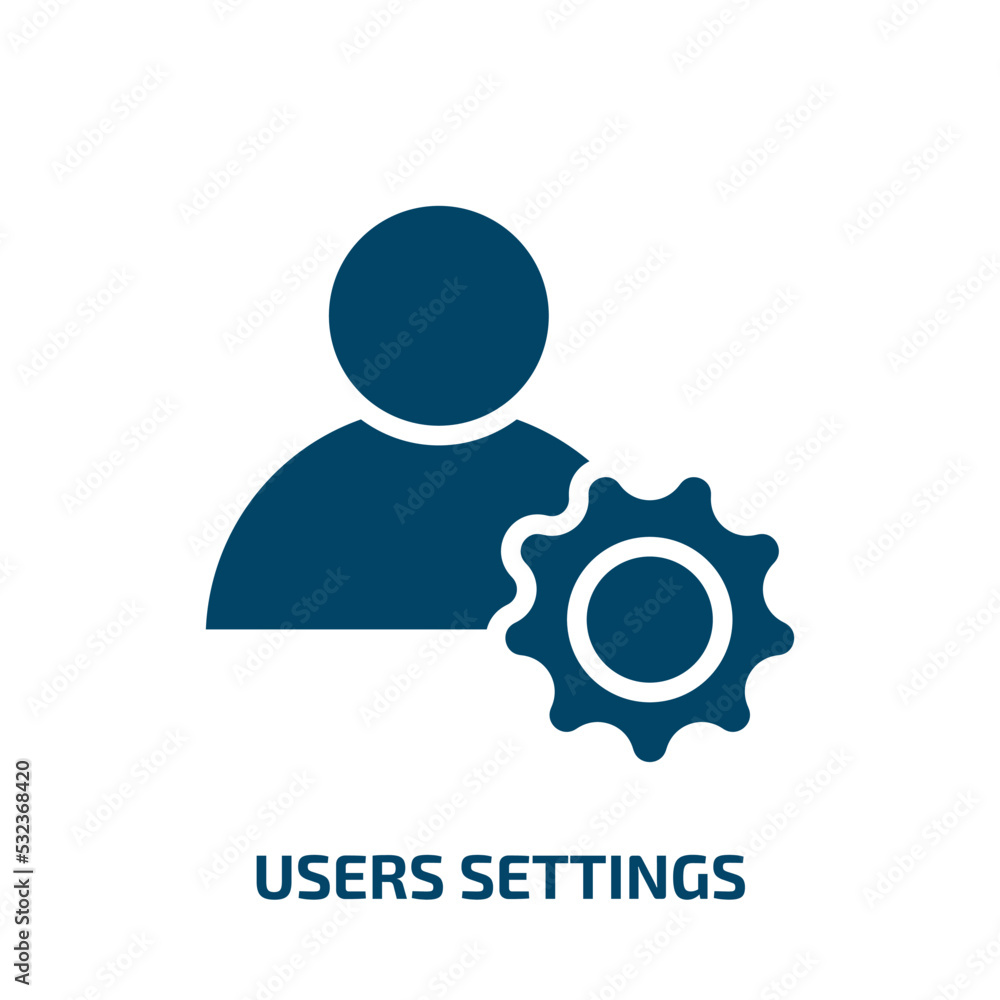 users settings icon from education collection. Filled users settings, user, phone glyph icons isolated on white background. Black vector users settings sign, symbol for web design and mobile apps users settings icon from education collection. Filled users settings, user, phone glyph icons isolated on white background. Black vector users settings sign, symbol for web design and mobile apps