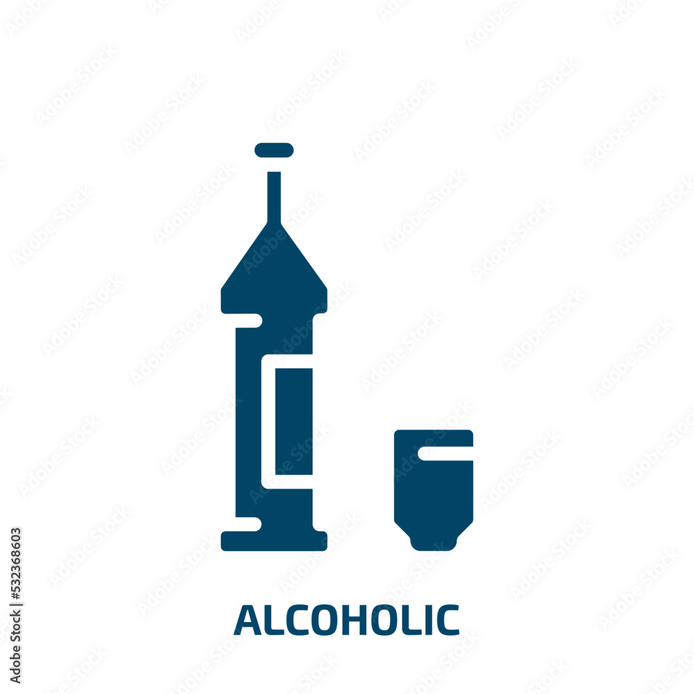 alcoholic icon from food collection. Filled alcoholic, alcohol, bottle glyph icons isolated on white background. Black vector alcoholic sign, symbol for web design and mobile apps alcoholic icon from food collection. Filled alcoholic, alcohol, bottle glyph icons isolated on white background. Black vector alcoholic sign, symbol for web design and mobile apps