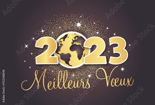 Carte de vœux, meilleurs vœux 2023, bonne année, planète terre