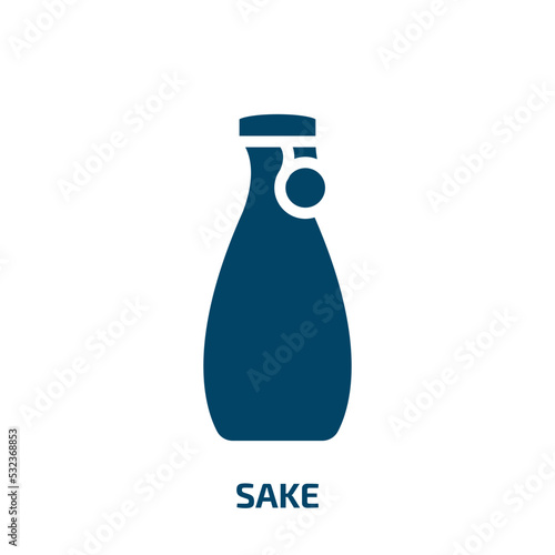 sake icon from food collection. Filled sake, rice, restaurant glyph icons isolated on white background. Black vector sake sign, symbol for web design and mobile apps