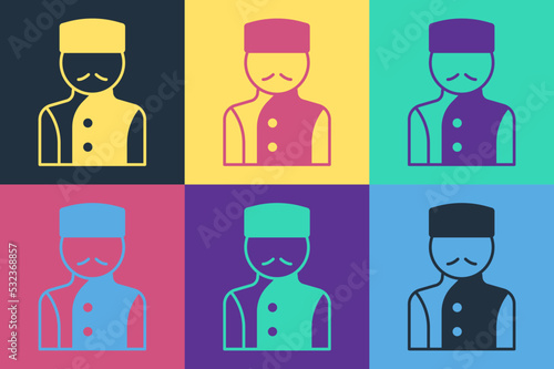 Pop art Concierge icon isolated on color background. Vector