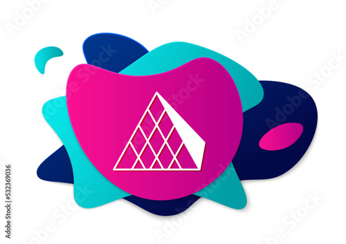 Color Louvre glass pyramid icon isolated on white background. Louvre museum. Abstract banner with liquid shapes. Vector