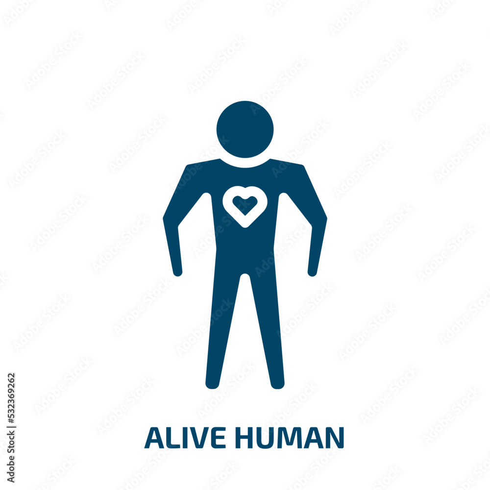alive human icon from feelings collection. Filled alive human, human, alive glyph icons isolated on white background. Black vector alive human sign, symbol for web design and mobile apps alive human icon from feelings collection. Filled alive human, human, alive glyph icons isolated on white background. Black vector alive human sign, symbol for web design and mobile apps