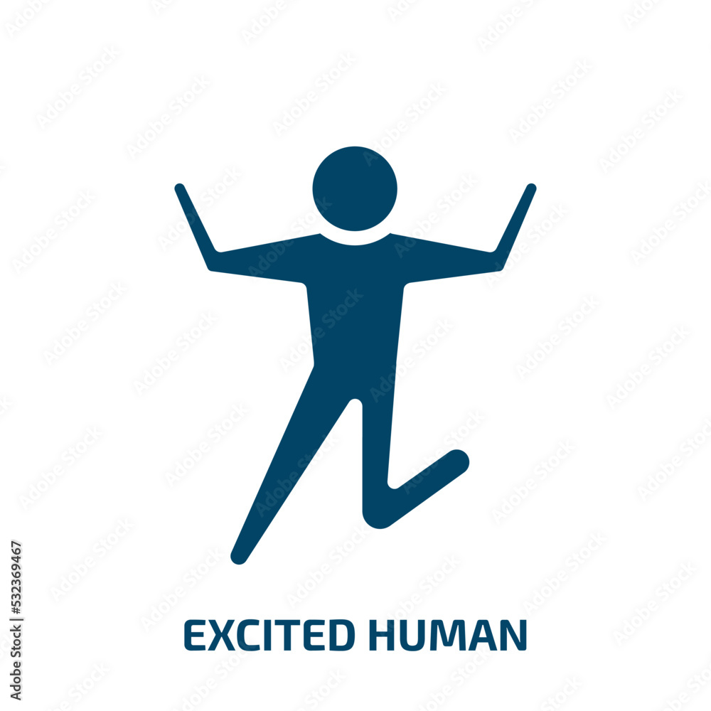 excited human icon from feelings collection. Filled excited human, person, human glyph icons isolated on white background. Black vector excited human sign, symbol for web design and mobile apps excited human icon from feelings collection. Filled excited human, person, human glyph icons isolated on white background. Black vector excited human sign, symbol for web design and mobile apps