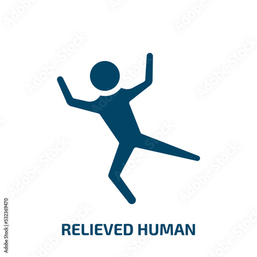 relieved human icon from feelings collection. Filled relieved human, person, practice glyph icons isolated on white background. Black vector relieved human sign, symbol for web design and mobile apps
