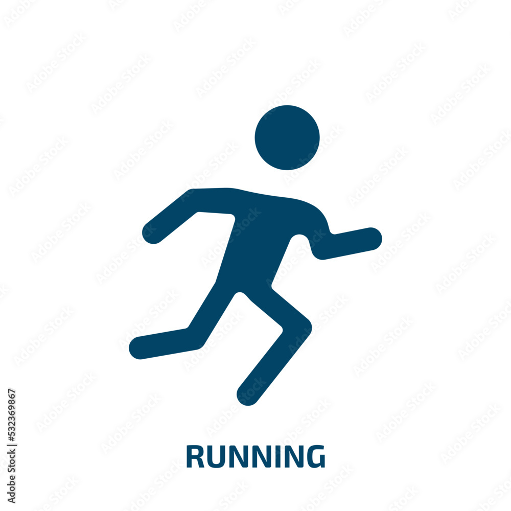 running icon from health and medical collection. Filled running, male, man glyph icons isolated on white background. Black vector running sign, symbol for web design and mobile apps