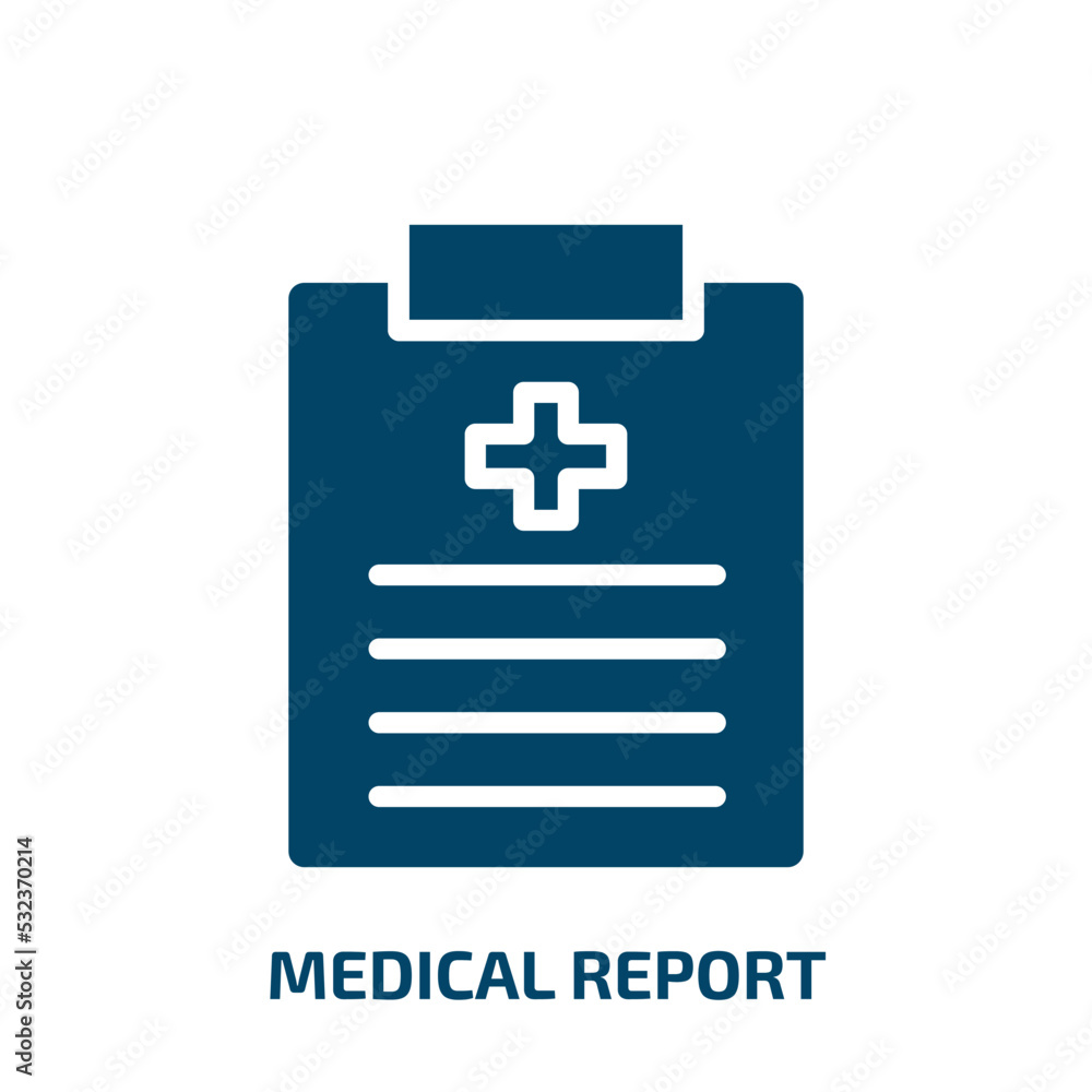 medical report icon from health and medical collection. Filled medical report, medical, data glyph icons isolated on white background. Black vector medical report sign, symbol for web design and medical report icon from health and medical collection. Filled medical report, medical, data glyph icons isolated on white background. Black vector medical report sign, symbol for web design and