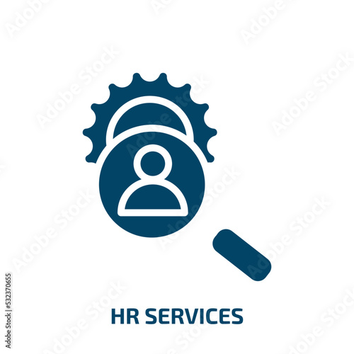 hr services icon from general collection. Filled hr services, service, information glyph icons isolated on white background. Black vector hr services sign, symbol for web design and mobile apps