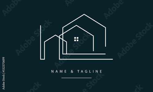 A line art icon logo of a modern house home