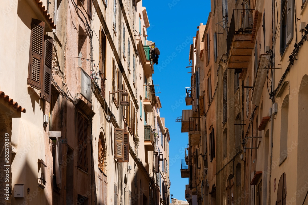 Typical street of Bonifacio, Corsica