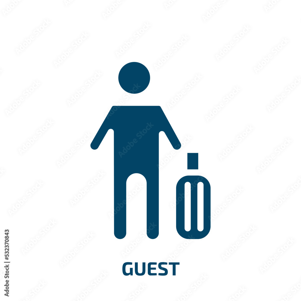 guest icon from hotel and restaurant collection. Filled guest, hotel, business glyph icons isolated on white background. Black vector guest sign, symbol for web design and mobile apps guest icon from hotel and restaurant collection. Filled guest, hotel, business glyph icons isolated on white background. Black vector guest sign, symbol for web design and mobile apps