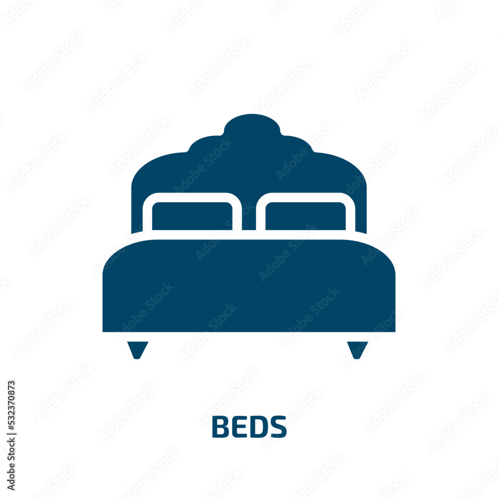 beds icon from hotel and restaurant collection. Filled beds, bed, bedroom glyph icons isolated on white background. Black vector beds sign, symbol for web design and mobile apps beds icon from hotel and restaurant collection. Filled beds, bed, bedroom glyph icons isolated on white background. Black vector beds sign, symbol for web design and mobile apps
