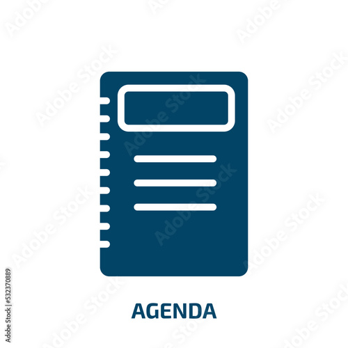 agenda icon from hotel and restaurant collection. Filled agenda, date, event glyph icons isolated on white background. Black vector agenda sign, symbol for web design and mobile apps