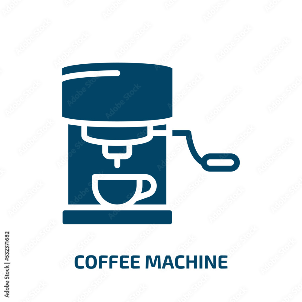 coffee machine icon from kitchen collection. Filled coffee machine, machine, coffee glyph icons isolated on white background. Black vector coffee machine sign, symbol for web design and mobile apps coffee machine icon from kitchen collection. Filled coffee machine, machine, coffee glyph icons isolated on white background. Black vector coffee machine sign, symbol for web design and mobile apps