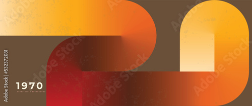 Abstract simple 70s background vector. Vintage retro style wallpaper with lines, gradient color, geometric shapes. 1970 color illustration design suitable for poster, banner, decorative, wall art.