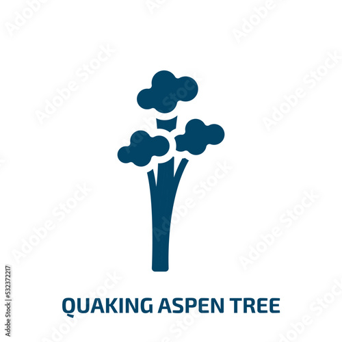 quaking aspen tree icon from nature collection. Filled quaking aspen tree, nature, summer glyph icons isolated on white background. Black vector quaking aspen tree sign, symbol for web design and