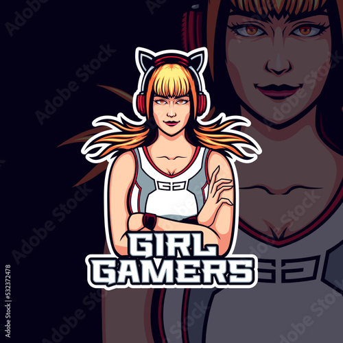 Illustration of Digital Girl Gamers Vector Mascot