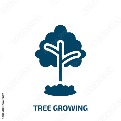 tree growing icon from nature collection. Filled tree growing, nature, tree glyph icons isolated on white background. Black vector tree growing sign, symbol for web design and mobile apps