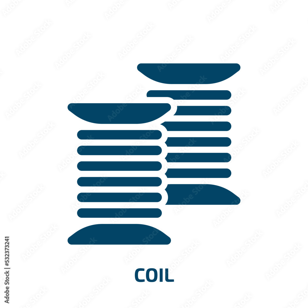 coil icon from sew collection. Filled coil, equipment, industry glyph icons isolated on white background. Black vector coil sign, symbol for web design and mobile apps coil icon from sew collection. Filled coil, equipment, industry glyph icons isolated on white background. Black vector coil sign, symbol for web design and mobile apps