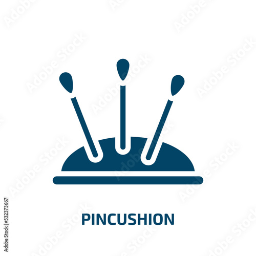 pincushion icon from sew collection. Filled pincushion, sewing, tailor glyph icons isolated on white background. Black vector pincushion sign, symbol for web design and mobile apps