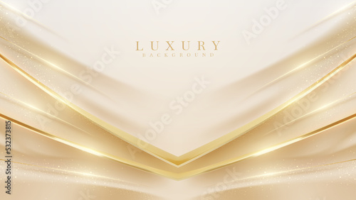 Luxury background with golden ribbons elements with bokeh decorations and sparkling lights. Vector illustration.