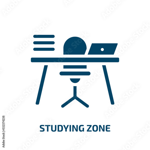 studying zone icon from other collection. Filled studying zone, study, education glyph icons isolated on white background. Black vector studying zone sign, symbol for web design and mobile apps