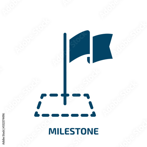 milestone icon from other collection. Filled milestone, business, presentation glyph icons isolated on white background. Black vector milestone sign, symbol for web design and mobile apps