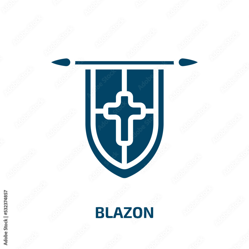 blazon icon from other collection. Filled blazon, emblem, insignia glyph icons isolated on white background. Black vector blazon sign, symbol for web design and mobile apps