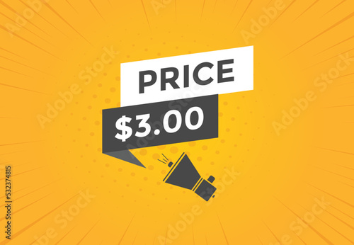 3 dollar price tag. 3  dollar USD price symbol. price 3 Dollar sale banner in USD. Business or shopping promotion marketing concept 