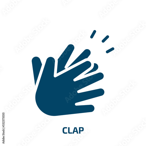 clap icon from startup stategy and success collection. Filled clap, hand, media glyph icons isolated on white background. Black vector clap sign, symbol for web design and mobile apps