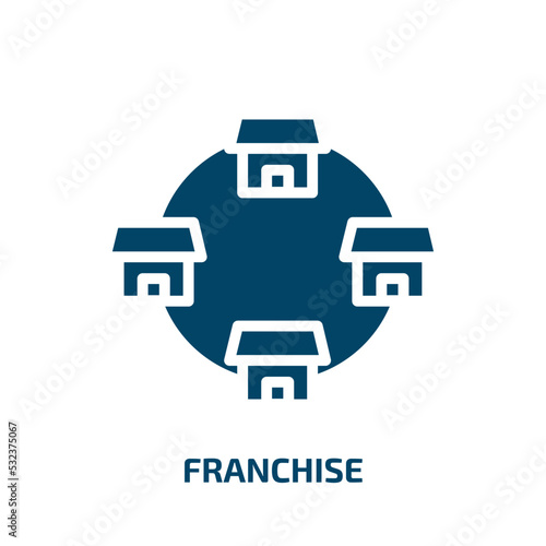 franchise icon from startup stategy and success collection. Filled franchise, global, retail glyph icons isolated on white background. Black vector franchise sign, symbol for web design and mobile