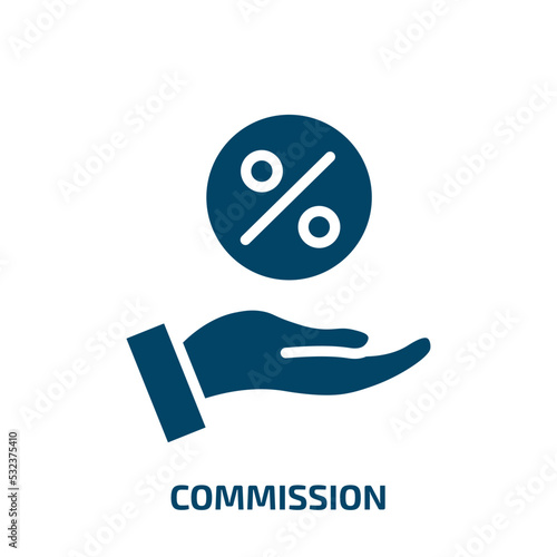 commission icon from success collection. Filled commission, business, money glyph icons isolated on white background. Black vector commission sign, symbol for web design and mobile apps
