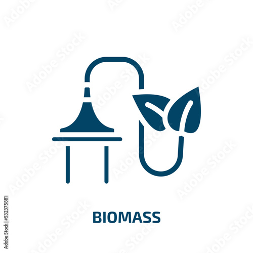 biomass icon from technology collection. Filled biomass, energy, clean glyph icons isolated on white background. Black vector biomass sign, symbol for web design and mobile apps
