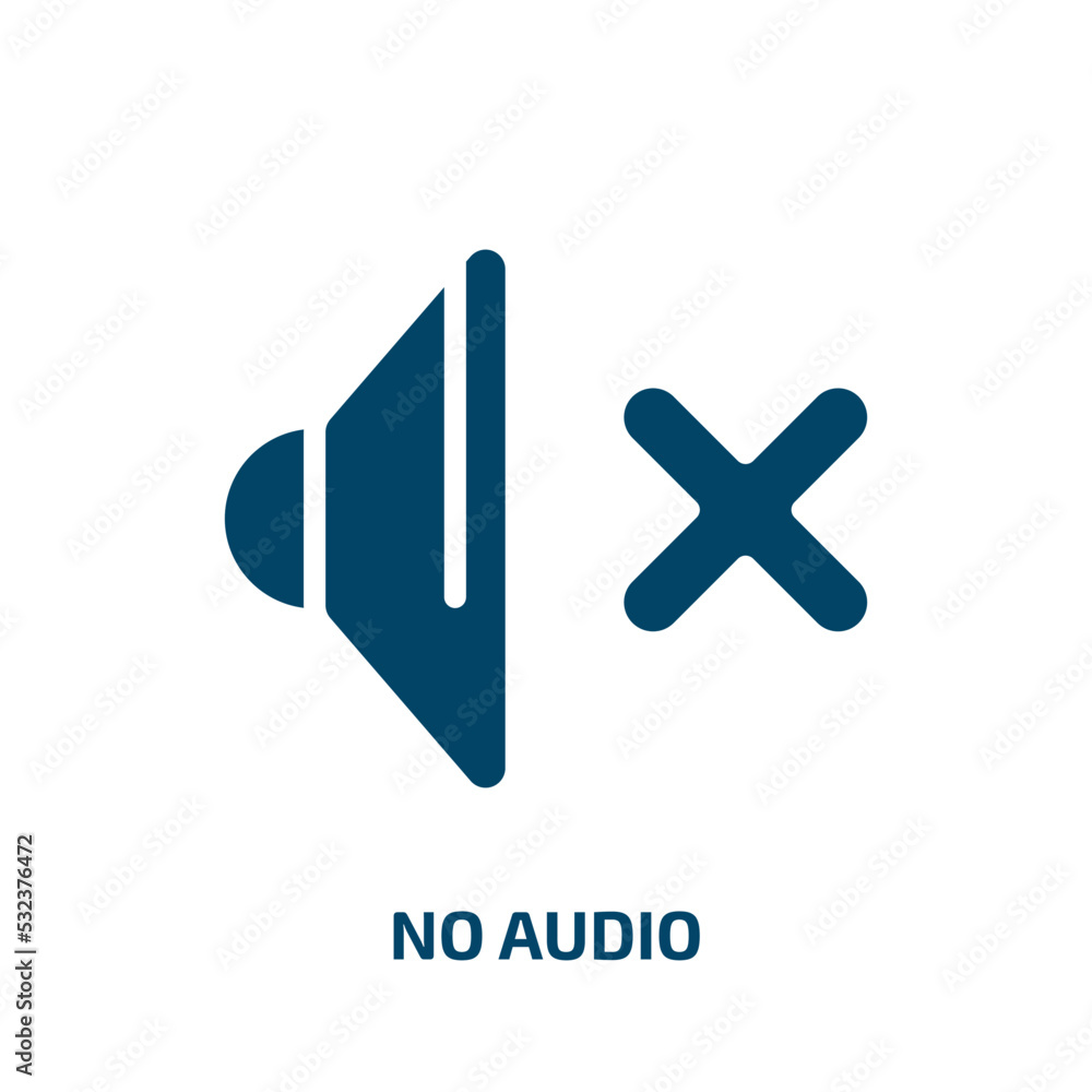 no audio icon from technology collection. Filled no audio, sound, music glyph icons isolated on