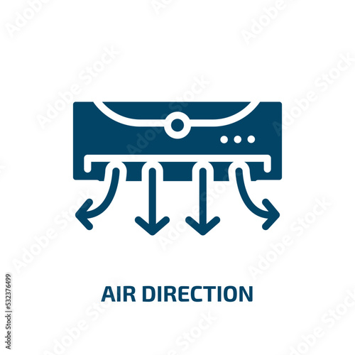 air direction icon from technology collection. Filled air direction, air, direction glyph icons isolated on white background. Black vector air direction sign, symbol for web design and mobile apps