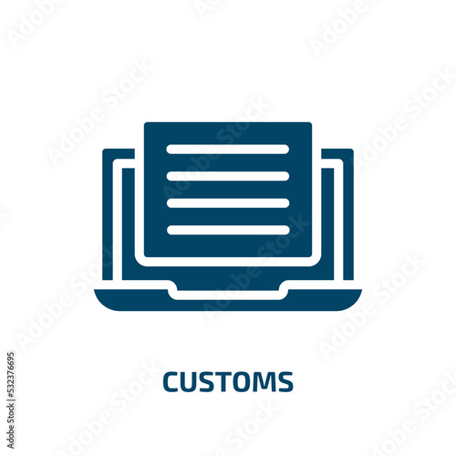 customs icon from technology collection. Filled customs, business, passport glyph icons isolated on white background. Black vector customs sign, symbol for web design and mobile apps