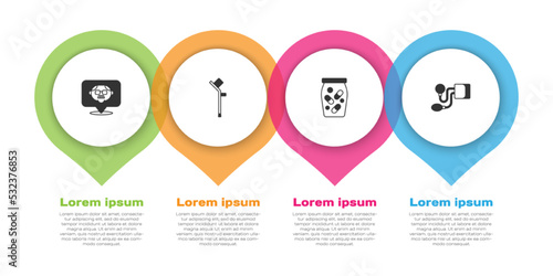 Set Grandfather, Crutch or crutches, Medicine bottle pills and Blood pressure. Business infographic template. Vector