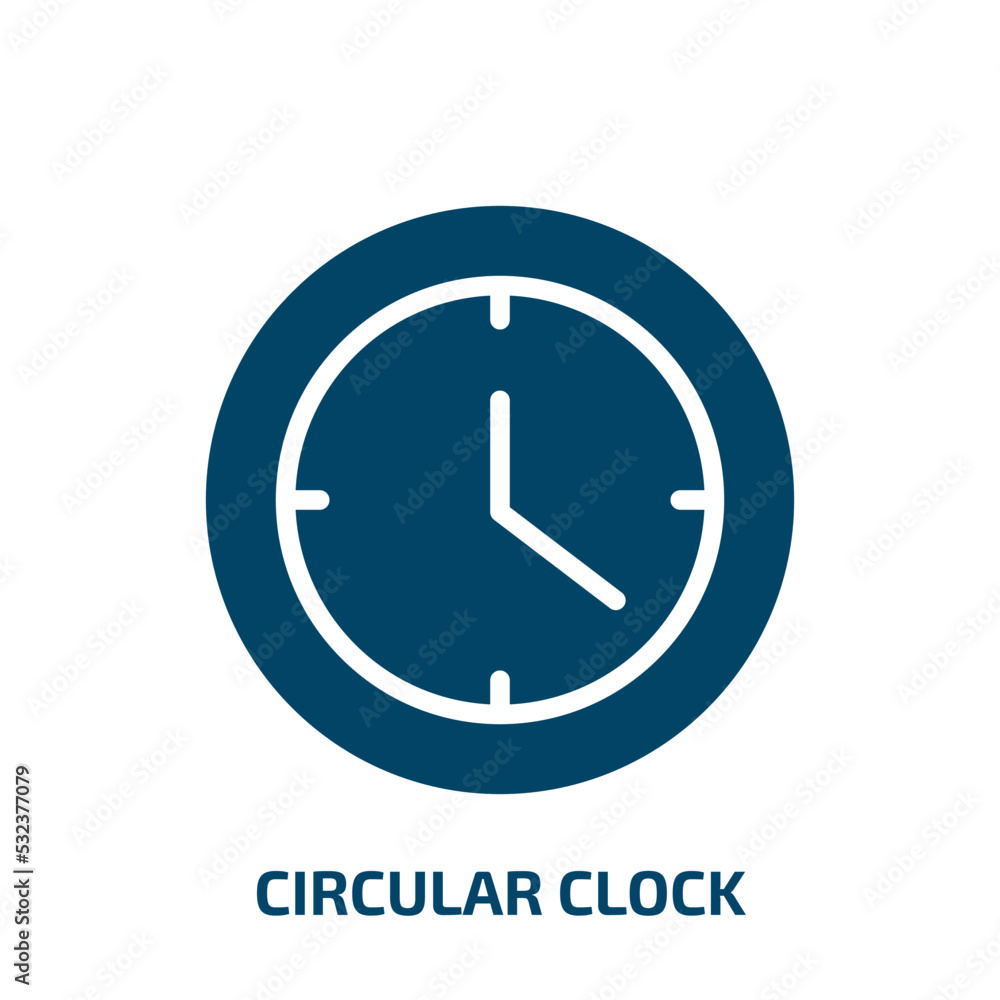 circular clock icon from tools and utensils collection. Filled circular clock, clock, hour glyph icons isolated on white background. Black vector circular clock sign, symbol for web design and mobile circular clock icon from tools and utensils collection. Filled circular clock, clock, hour glyph icons isolated on white background. Black vector circular clock sign, symbol for web design and mobile