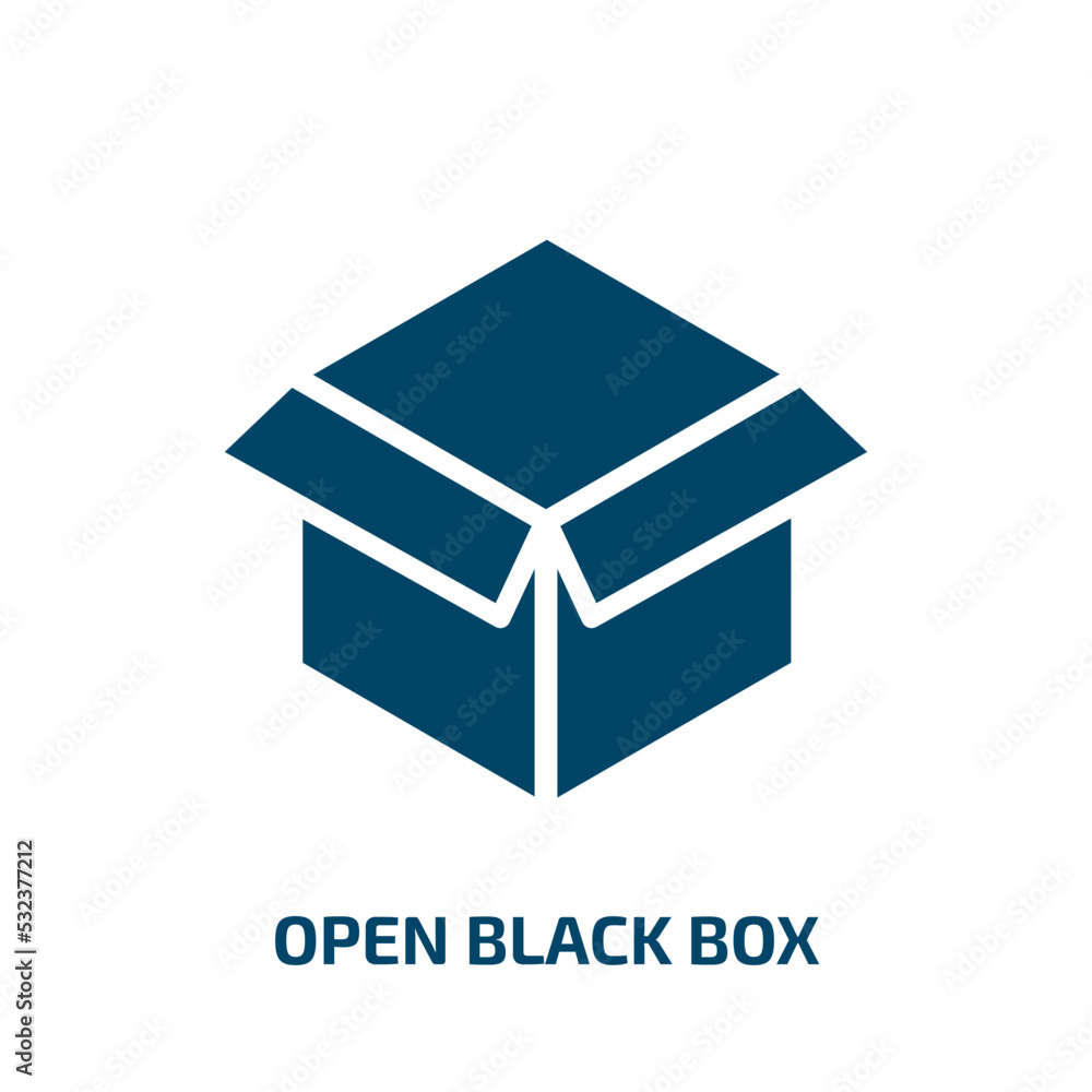 open black box icon from tools and utensils collection. Filled open black box, box, open glyph icons isolated on white background. Black vector open black box sign, symbol for web design and mobile open black box icon from tools and utensils collection. Filled open black box, box, open glyph icons isolated on white background. Black vector open black box sign, symbol for web design and mobile