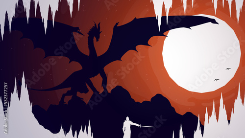 Dragon at night background. full moon background. dragon in cave walpaper. cave background