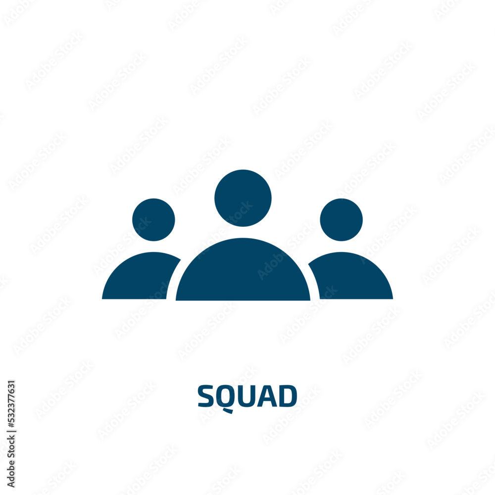 squad icon from tools and utensils collection. Filled squad, competition, team glyph icons isolated on white background. Black vector squad sign, symbol for web design and mobile apps squad icon from tools and utensils collection. Filled squad, competition, team glyph icons isolated on white background. Black vector squad sign, symbol for web design and mobile apps
