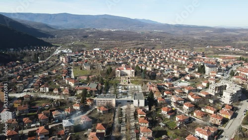 Amazing Aerial view of town of Bratsigovo, Pazardzhik region, Bulgaria photo