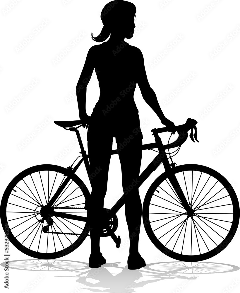 Bike and Bicyclist Silhouette Bike and Bicyclist Silhouette