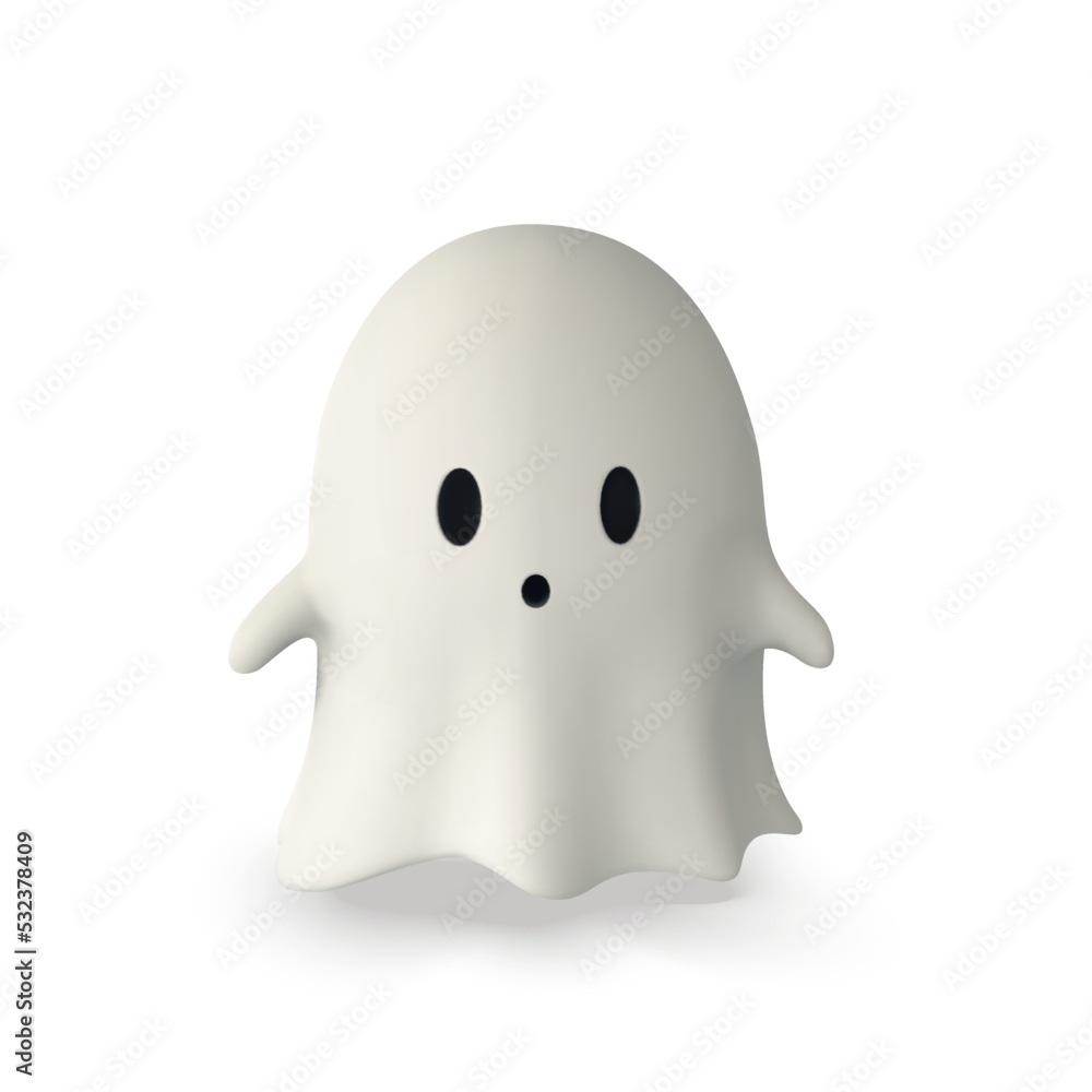 3D render illustration of cute friendly Ghost. Happy Halloween banner or party invitation. Vector illustration 3D render illustration of cute friendly Ghost. Happy Halloween banner or party invitation. Vector illustration