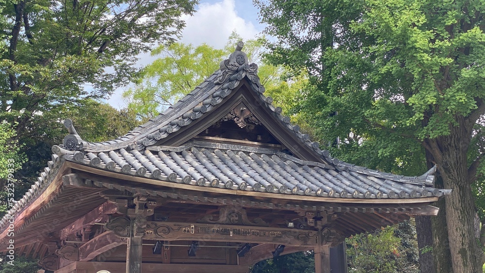 Old look architecture of Nezu shrine in Tokyo, year 2022 Old look architecture of Nezu shrine in Tokyo, year 2022
