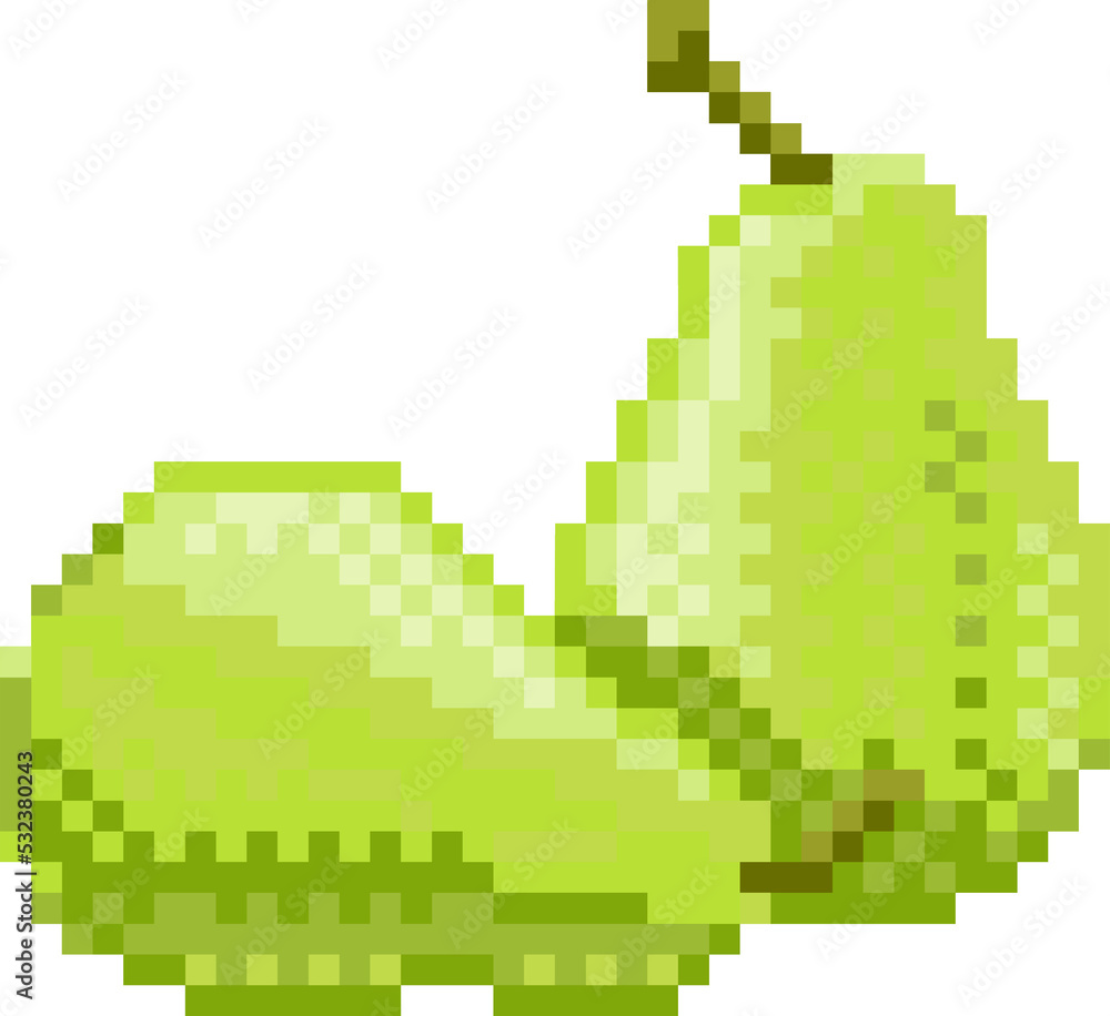 Pear Pixel Art 8 Bit Video Game Fruit Icon
