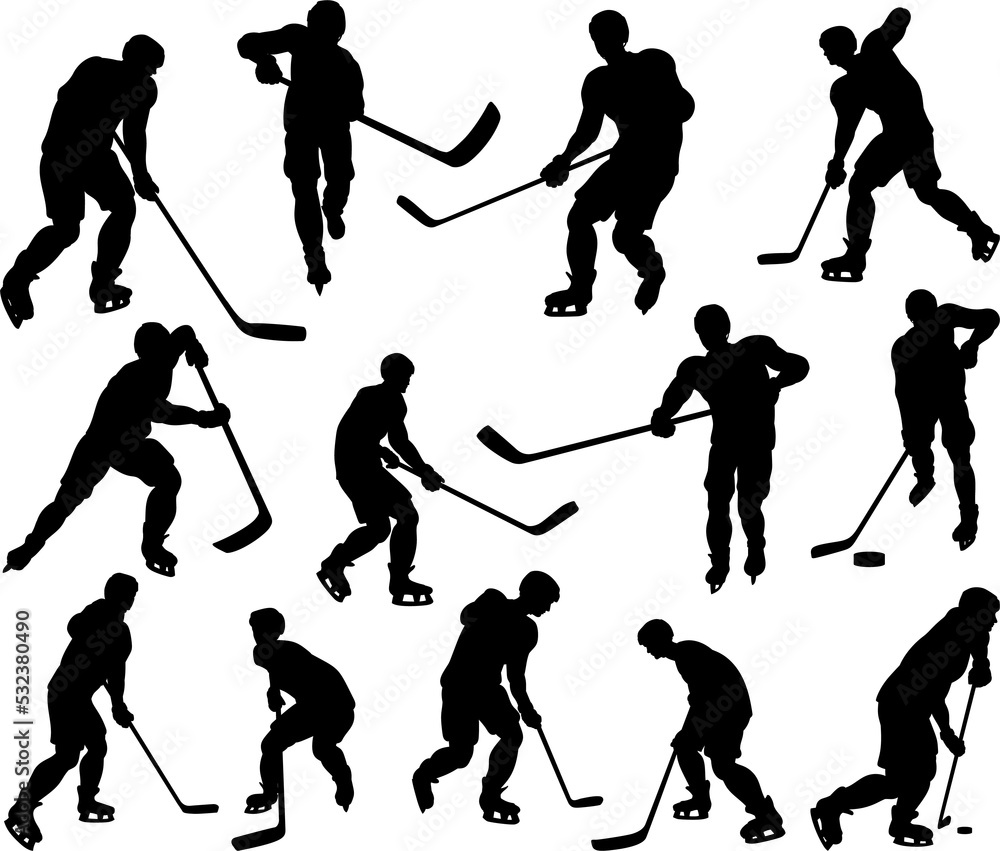 Naklejka premium Sports Hockey Player Silhouettes